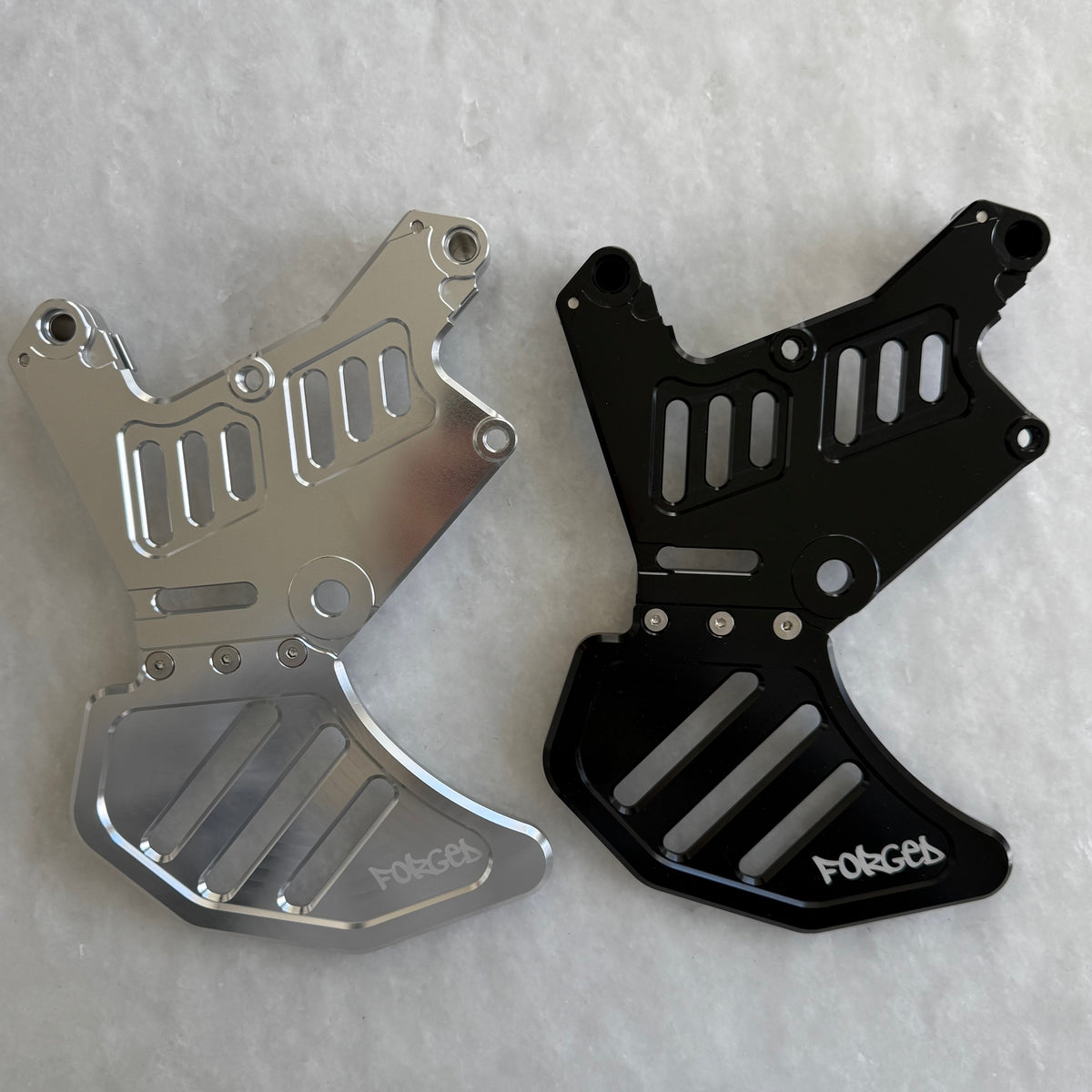 Metal E-Moto Dual Caliper Mount with rotor guard